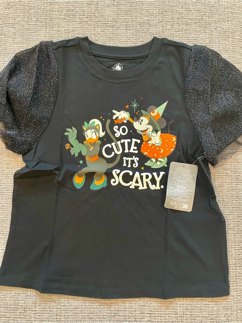 DISNEY MINNIE & DAISY “SO CUTE IT’S SCARY” SHIRT KIDS SIZE 9/10 NWT